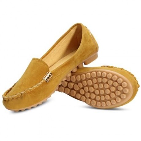 CASUAL ROUND TOE SLIP-ON NON-SLIP WOMEN FLAT SHOES (YELLOW)