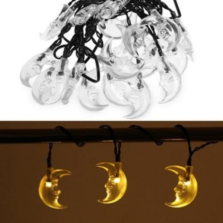 SOLAR POWERED WATERPROOF 20 LEDS LOVELY MOON STRING LAMP (WARM WHITE LIGHT)