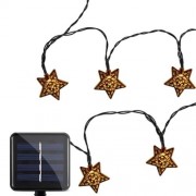 SOLAR POWERED WATERPROOF 20 LEDS IRON STAR STRING LAMP (WARM WHITE LIGHT)