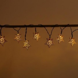 SOLAR POWERED WATERPROOF 20 LEDS IRON STAR STRING LAMP (WARM WHITE LIGHT)