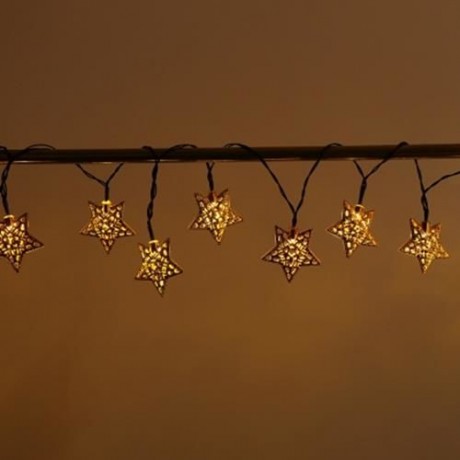 SOLAR POWERED WATERPROOF 20 LEDS IRON STAR STRING LAMP (WARM WHITE LIGHT)