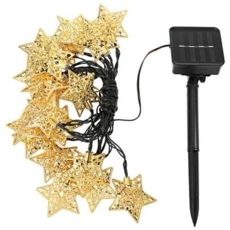 SOLAR POWERED WATERPROOF 20 LEDS IRON STAR STRING LAMP (WARM WHITE LIGHT)