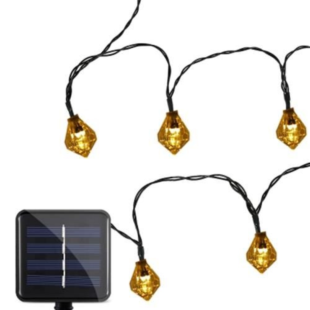 SOLAR POWERED WATERPROOF 20 LEDS DIAMOND STRING LAMP (WARM WHITE LIGHT)