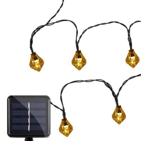 SOLAR POWERED WATERPROOF 20 LEDS DIAMOND STRING LAMP (WARM WHITE LIGHT)