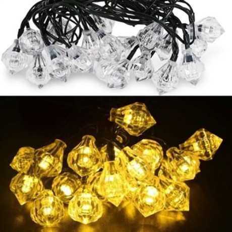 SOLAR POWERED WATERPROOF 20 LEDS DIAMOND STRING LAMP (WARM WHITE LIGHT)
