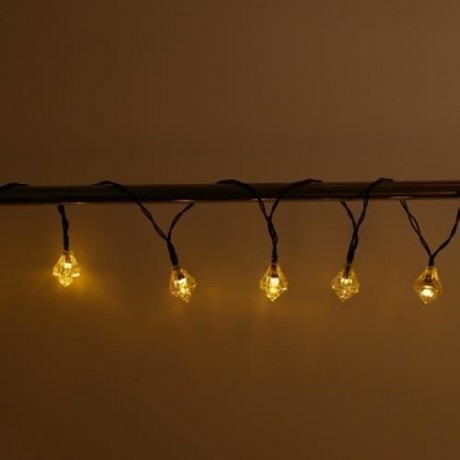 SOLAR POWERED WATERPROOF 20 LEDS DIAMOND STRING LAMP (WARM WHITE LIGHT)