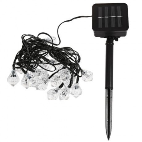 SOLAR POWERED WATERPROOF 20 LEDS DIAMOND STRING LAMP (WARM WHITE LIGHT)