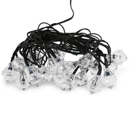 SOLAR POWERED WATERPROOF 20 LEDS DIAMOND STRING LAMP (WARM WHITE LIGHT)
