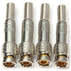 MULTIFUNCTIONAL DIY WATERMELON RIND PATTERN SOLDER TYPE BNC CABLE SOCKETS - 4PCS (SILVER)
