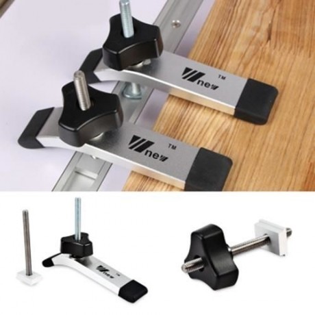 METAL HOLD DOWN CLAMP SET PRESS PLATEN WOODWORKING TOOL (SILVER AND BLACK)