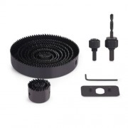 16PCS CARBON STEEL HOLE SAW BOX PACKAGING WOODWORKING TOOL (BLACK)