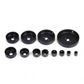 16PCS CARBON STEEL HOLE SAW BOX PACKAGING WOODWORKING TOOL (BLACK)