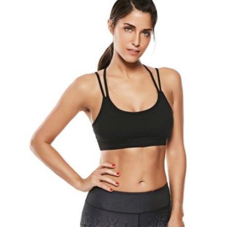STRAPPY WORKOUT PADDED BRA (BLACK)