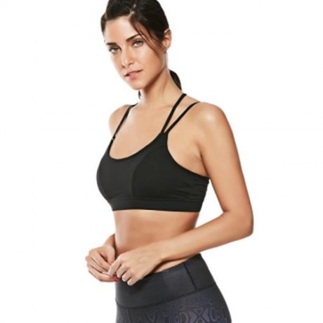STRAPPY WORKOUT PADDED BRA (BLACK)