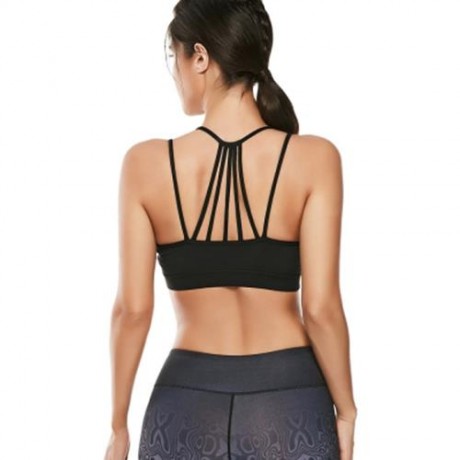 STRAPPY WORKOUT PADDED BRA (BLACK)