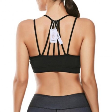 STRAPPY WORKOUT PADDED BRA (BLACK)