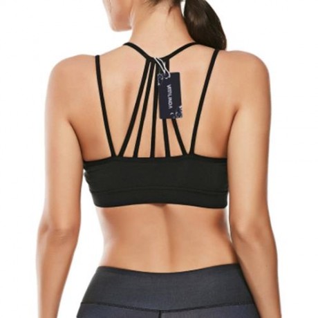 STRAPPY WORKOUT PADDED BRA (BLACK)