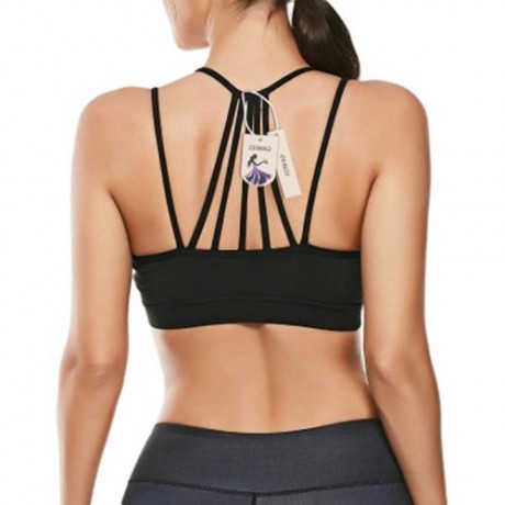 STRAPPY WORKOUT PADDED BRA (BLACK)