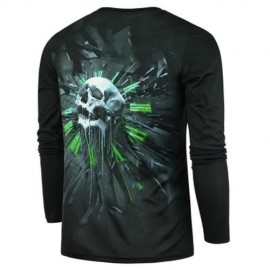 CLOCK AND SKULL PRINTED LONG SLEEVES T-SHIRT (BLACK)