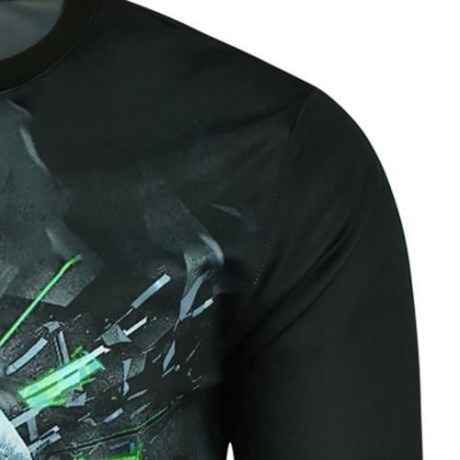 CLOCK AND SKULL PRINTED LONG SLEEVES T-SHIRT (BLACK)