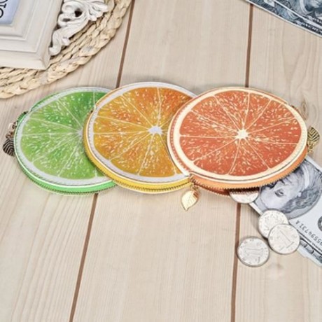 GUAPABIEN FUNNY WOMEN ZIPPER PU LEATHER FRUIT COIN PURSE (ORANGE)