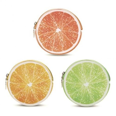 GUAPABIEN FUNNY WOMEN ZIPPER PU LEATHER FRUIT COIN PURSE (ORANGE)