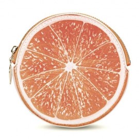 GUAPABIEN FUNNY WOMEN ZIPPER PU LEATHER FRUIT COIN PURSE (ORANGE)
