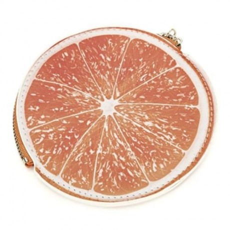 GUAPABIEN FUNNY WOMEN ZIPPER PU LEATHER FRUIT COIN PURSE (ORANGE)