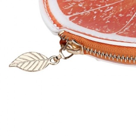 GUAPABIEN FUNNY WOMEN ZIPPER PU LEATHER FRUIT COIN PURSE (ORANGE)