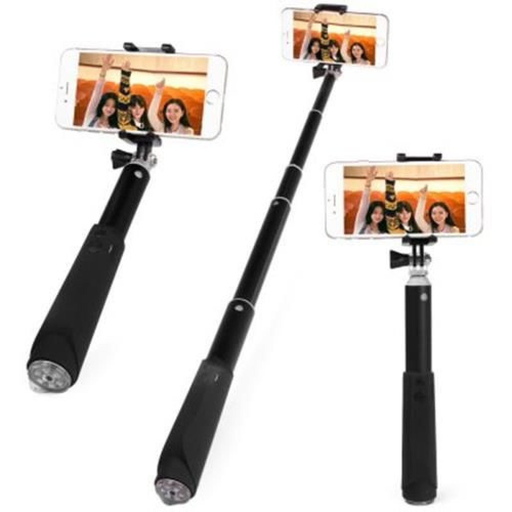 BLUETOOTH V3.0 REMOTE CONTROL CAMERA SHUTTER SELFIE MONOPOD WITH PHONE CLIP STAND (BLACK)