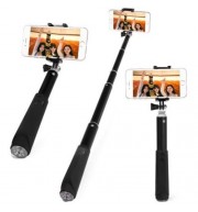 BLUETOOTH V3.0 REMOTE CONTROL CAMERA SHUTTER SELFIE MONOPOD WITH PHONE CLIP STAND (BLACK)