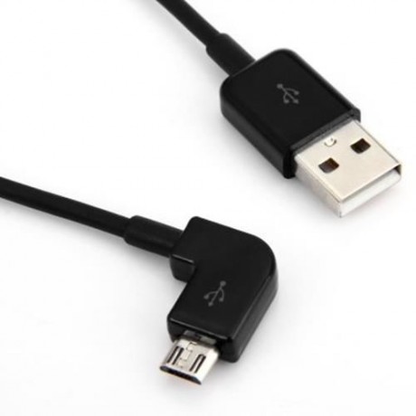 U2-306 5M LEFT ANGLE 90 DEGREES MICRO USB MALE TO USB DATA CHARGING SYNC CABLE (BLACK)
