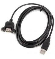 U2-020 2M USB2.0 MALE TO FEMALE EXTENSION CABLE WITH PANEL MOUNT SCREW (BLACK)