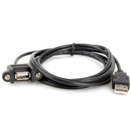 U2-020 2M USB2.0 MALE TO FEMALE EXTENSION CABLE WITH PANEL MOUNT SCREW (BLACK)