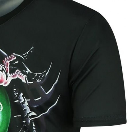 3D DRAGON SKULL PRINTED SHORT SLEEVE T-SHIRT (BLACK)