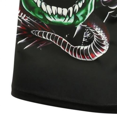 3D DRAGON SKULL PRINTED SHORT SLEEVE T-SHIRT (BLACK)