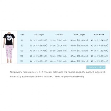 SOSOCOER 2PCS GIRLS LIP PATTERN T-SHIRT EYELASH PRINT TROUSERS (BLACK AND PINK)