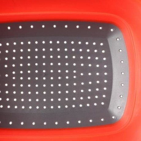 COLLAPSIBLE OVER-SINK COLANDER FOLDING STRAINER WITH EXTENDABLE HANDLES (RED)