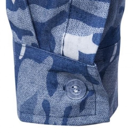TURNDOWN COLLAR CAMOUFLAGE DENIM SHIRT (LIGHT BLUE)