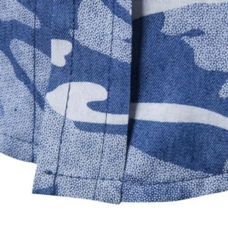 TURNDOWN COLLAR CAMOUFLAGE DENIM SHIRT (LIGHT BLUE)