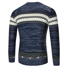 CREW NECK SPACE DYED GEOMETRIC SWEATER (BLUE)