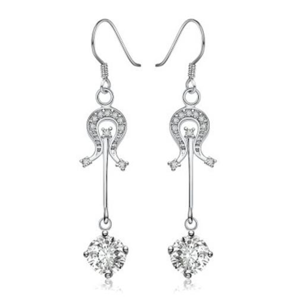 PAIR OF STYLISH CHIC WOMEN'S RHINESTONE DRIP PENDANT EARRINGS (WHITE)