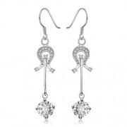 PAIR OF STYLISH CHIC WOMEN'S RHINESTONE DRIP PENDANT EARRINGS (WHITE)