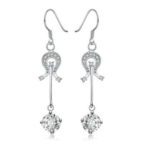 PAIR OF STYLISH CHIC WOMEN'S RHINESTONE DRIP PENDANT EARRINGS (WHITE)