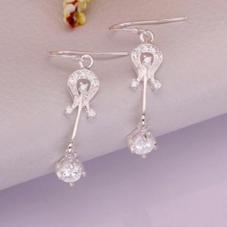 PAIR OF STYLISH CHIC WOMEN'S RHINESTONE DRIP PENDANT EARRINGS (WHITE)