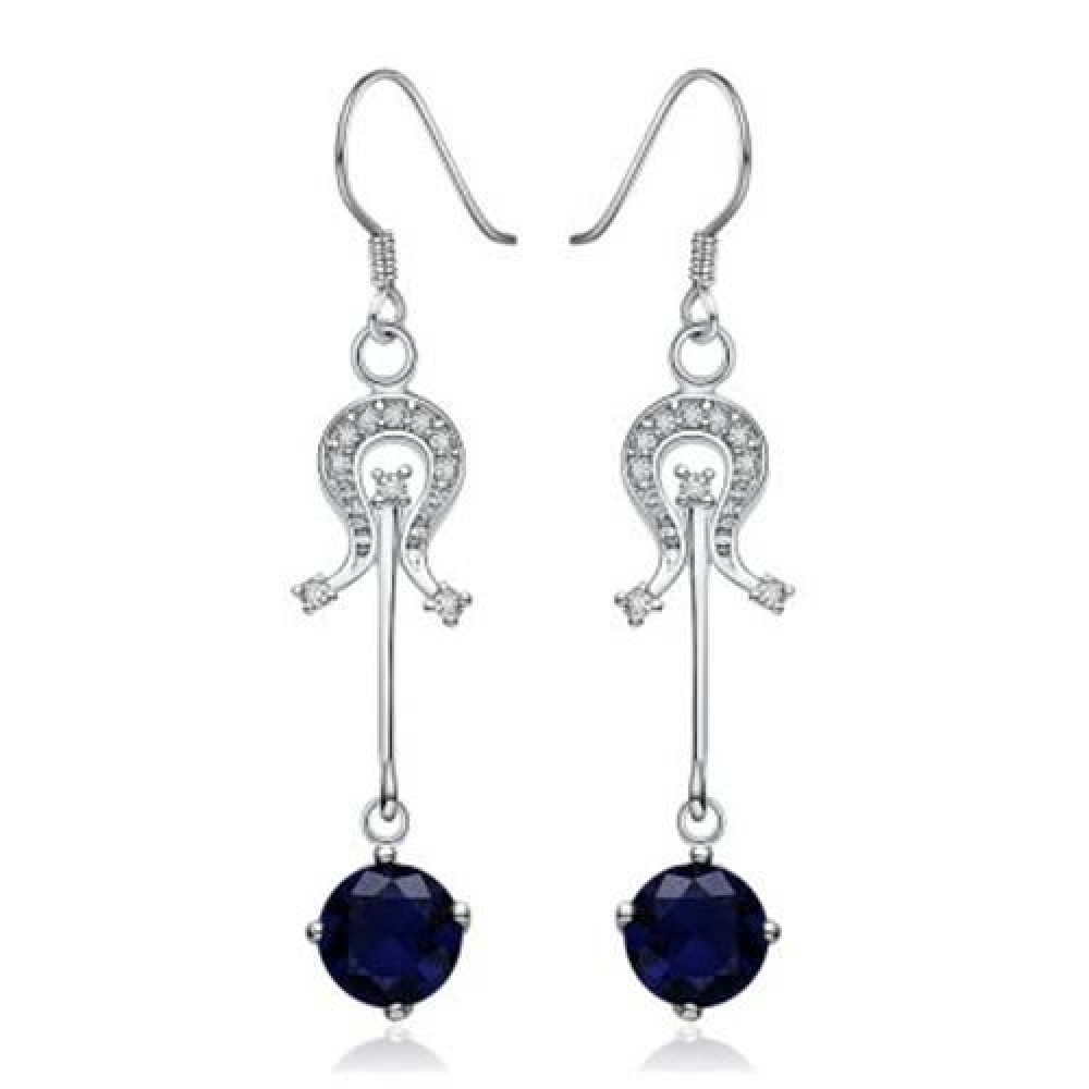 PAIR OF STYLISH CHIC WOMEN'S RHINESTONE DRIP PENDANT EARRINGS (BLUE)