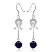PAIR OF STYLISH CHIC WOMEN'S RHINESTONE DRIP PENDANT EARRINGS (BLUE)