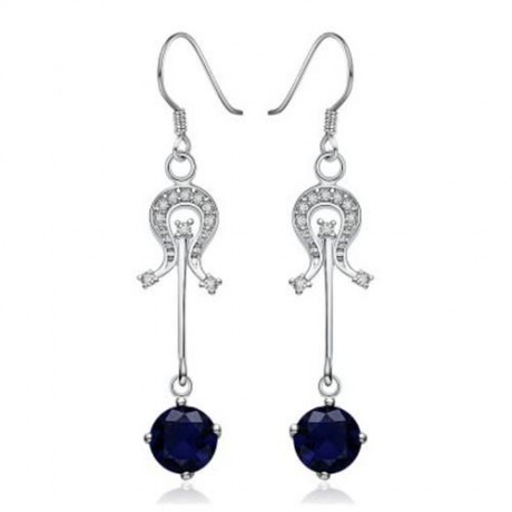PAIR OF STYLISH CHIC WOMEN'S RHINESTONE DRIP PENDANT EARRINGS (BLUE)