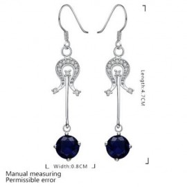 PAIR OF STYLISH CHIC WOMEN'S RHINESTONE DRIP PENDANT EARRINGS (BLUE)