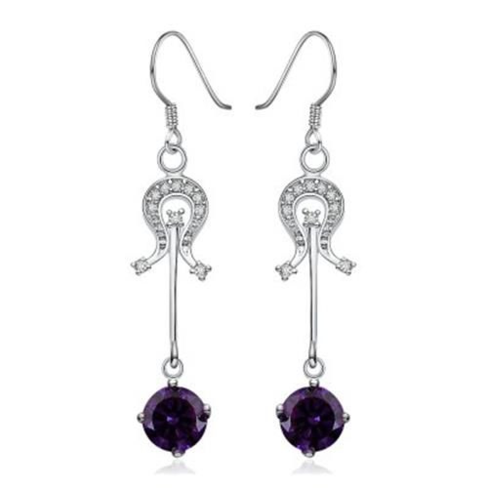 PAIR OF STYLISH CHIC WOMEN'S RHINESTONE DRIP PENDANT EARRINGS (PURPLE)